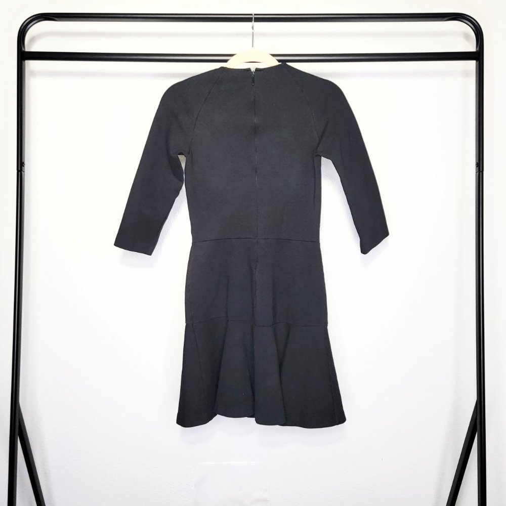A/X Armani Exchange Black Ruffle Bottom Quarter Sleeve Fitted Dress Size XS - Picture 5 of 8